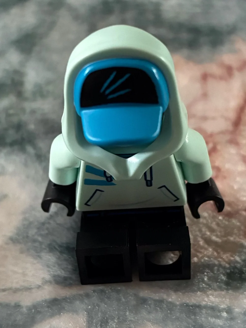 Lego Light Blue Hoodie Minifigure with Black Legs
